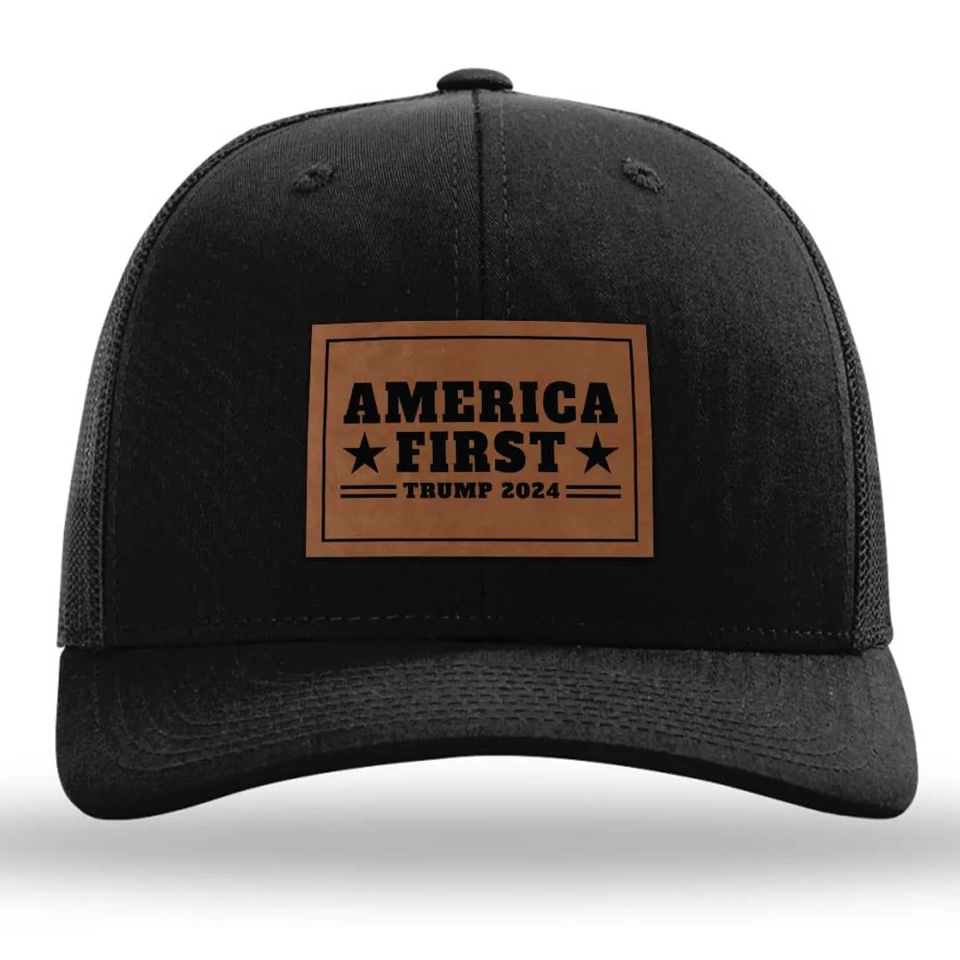 America First Premium Leather Patch Hat