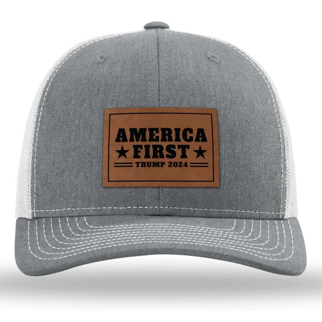 America First Premium Leather Patch Hat