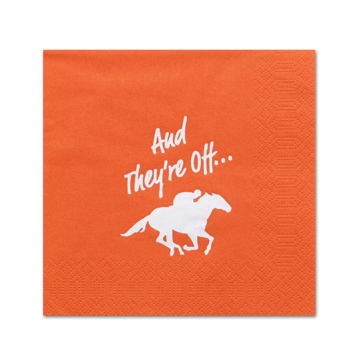 And They're Off Racehorse Orange Beverage Napkins - Foil Hot Stamped