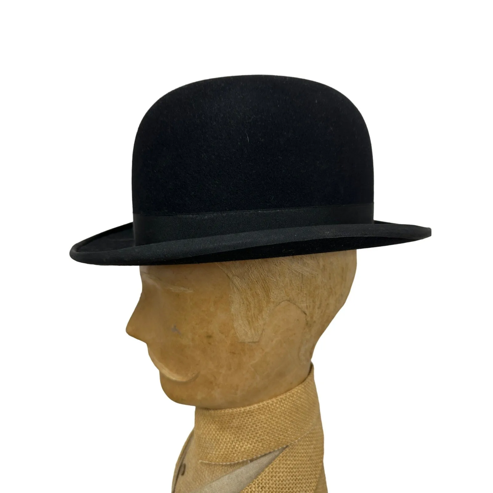 Antique 1920s STETSON Black Felt Bowler Derby Hat MENS 7 1/8 Standard Quality