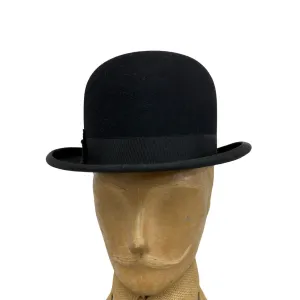 Antique 1920s STETSON Black Felt Bowler Derby Hat MENS 7 1/8 Standard Quality