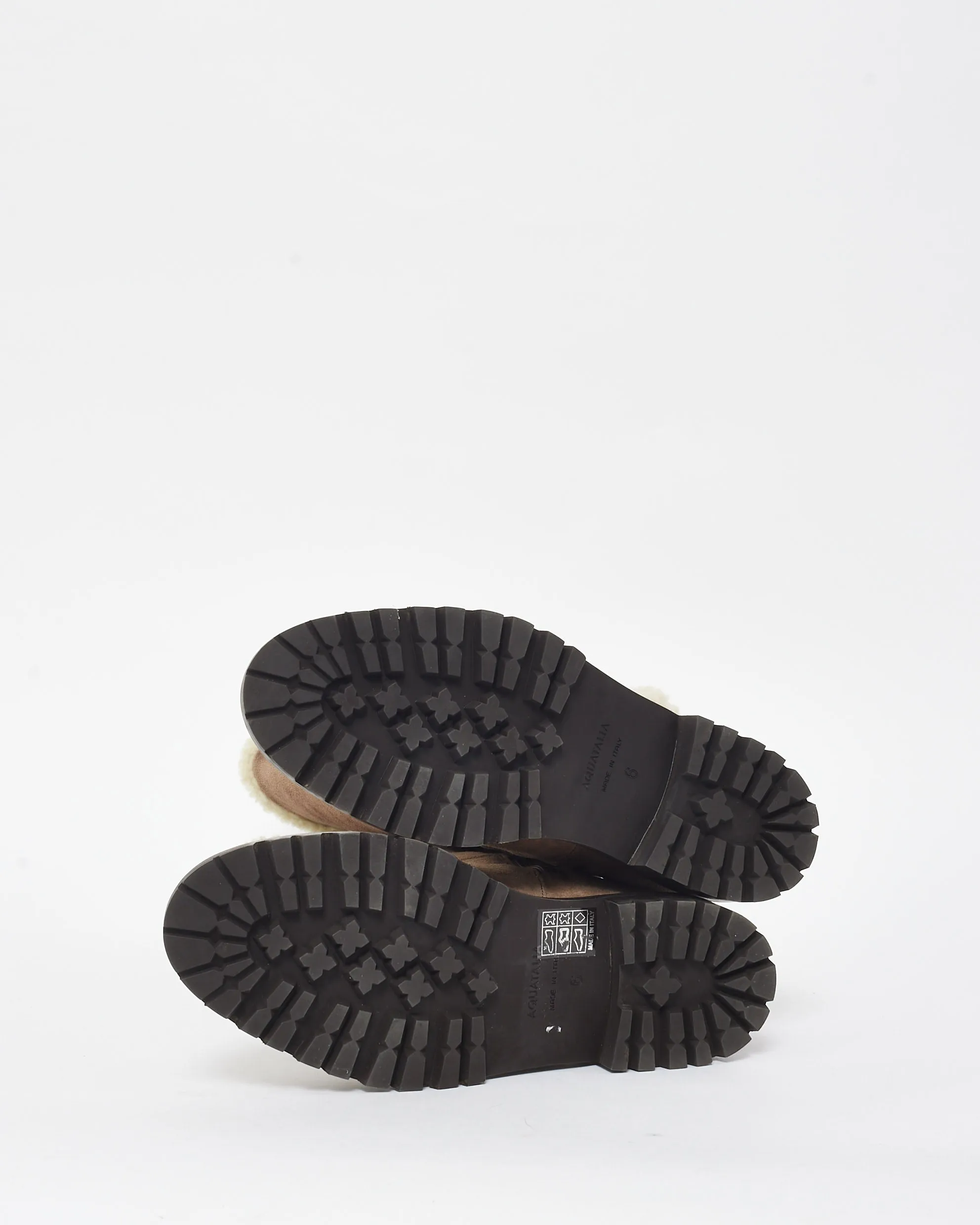Aquatalia Brown Suede & Shearling High Shaft Boots - 6