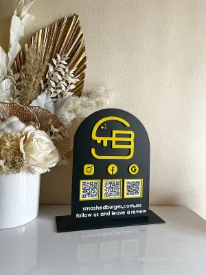 Arched Business Logo   Triple QR Sign Freestanding