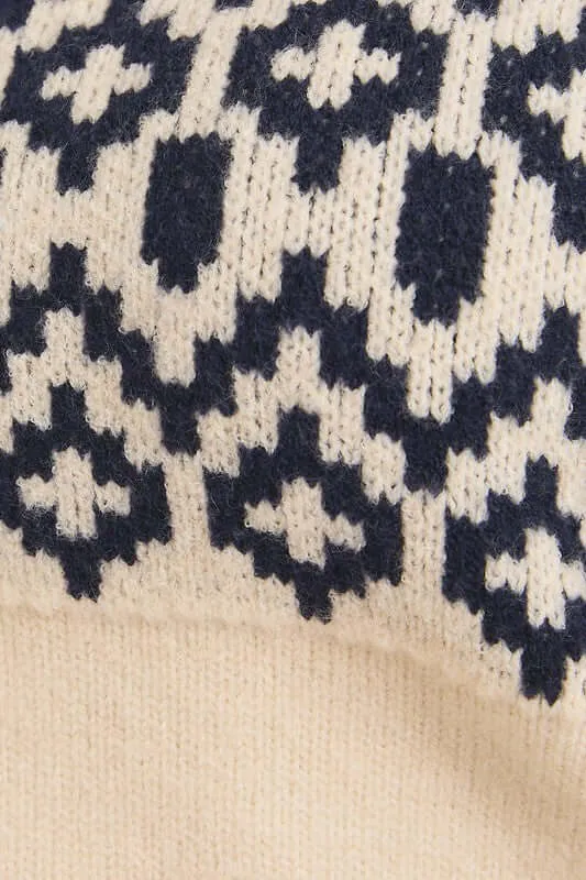 Aspen Dreams Half Zip Sweater in Ivory and Navy - Curvy