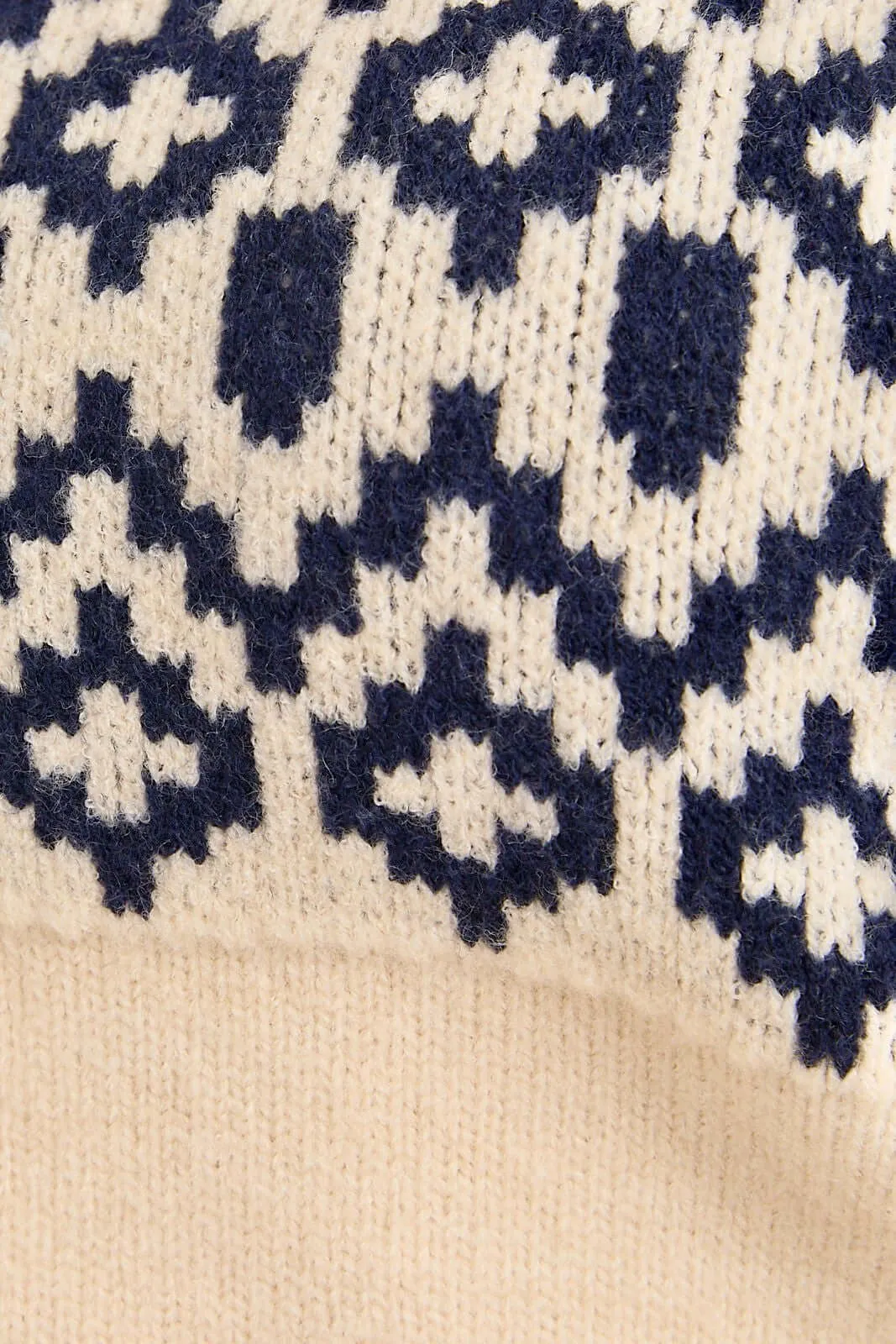 Aspen Dreams Half Zip Sweater in Ivory and Navy