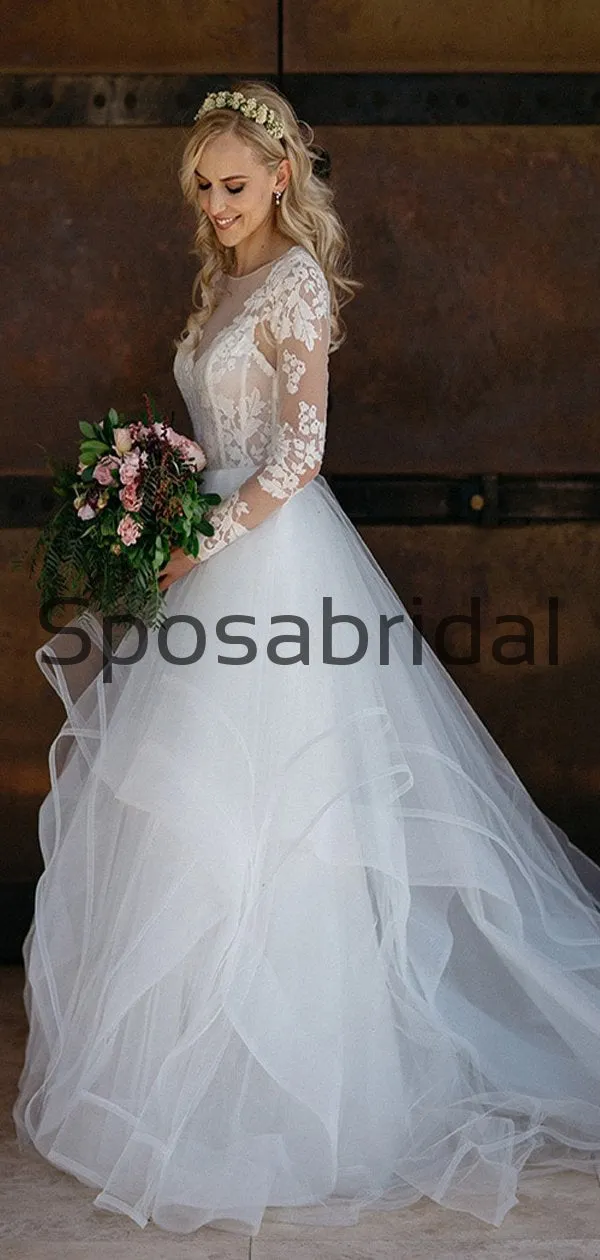 Attractive Top Lace Long Sleeves A-line Long Wedding Dresses WD0570
