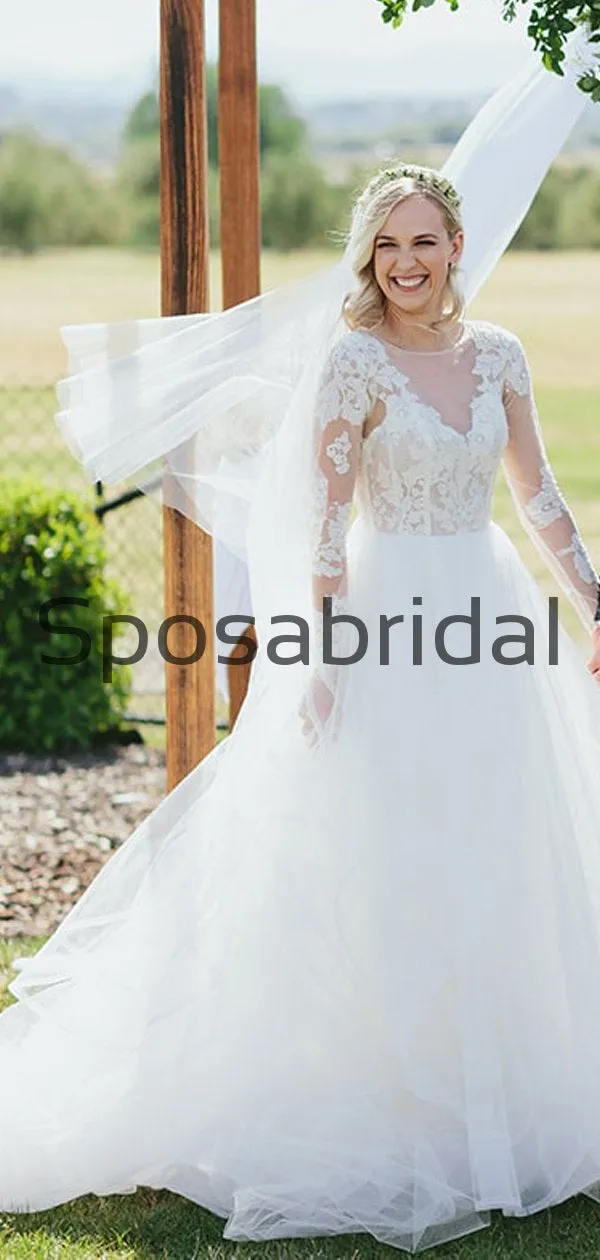 Attractive Top Lace Long Sleeves A-line Long Wedding Dresses WD0570