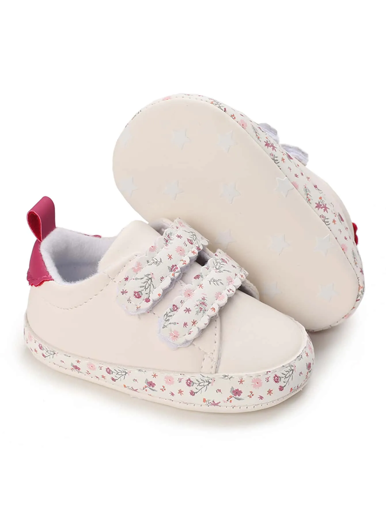 Baby Floral Pattern Hook-and-loop Fastener Sneakers- FD