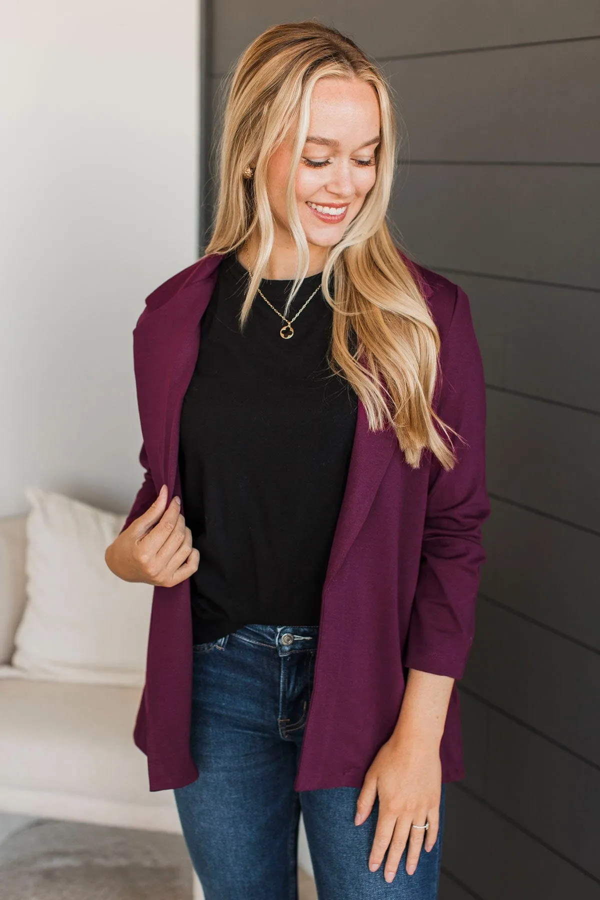 Back In Business Blazer- Wine