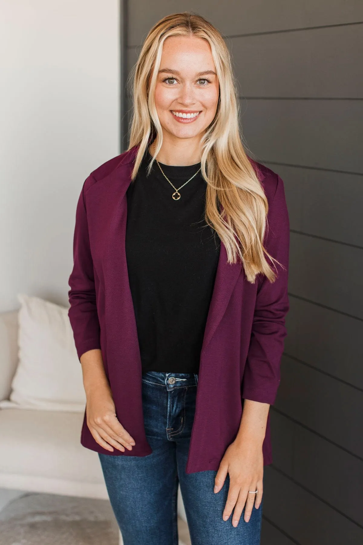 Back In Business Blazer- Wine