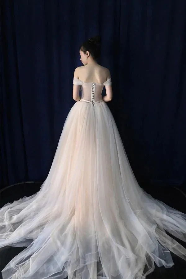 Ball Gown Tulle Sweetheart Lace up Bowknot Wedding Dresses WD200