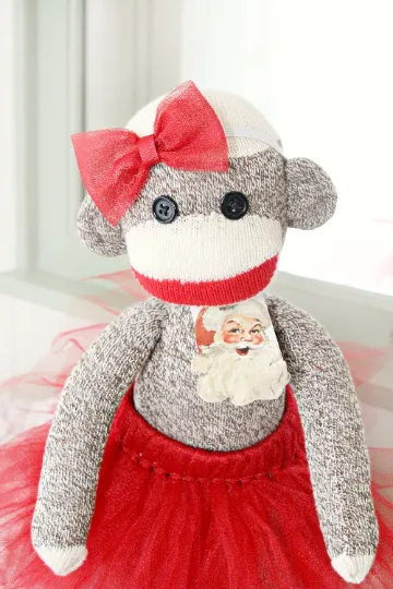 Ballerina Sock Monkey Doll - Christmas Edition
