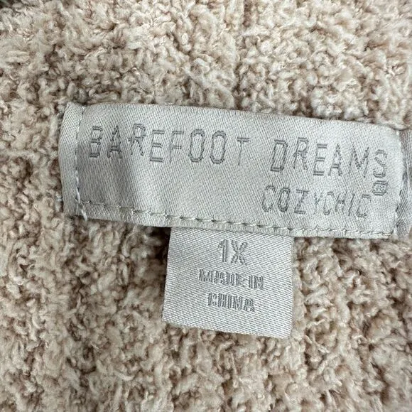 Barefoot dreams Ribbed 1/4 zip pull over sweater Womens 1X Beige Soft Relaxed