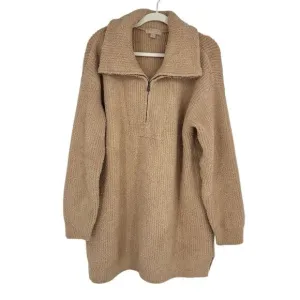Barefoot dreams Ribbed 1/4 zip pull over sweater Womens 1X Beige Soft Relaxed