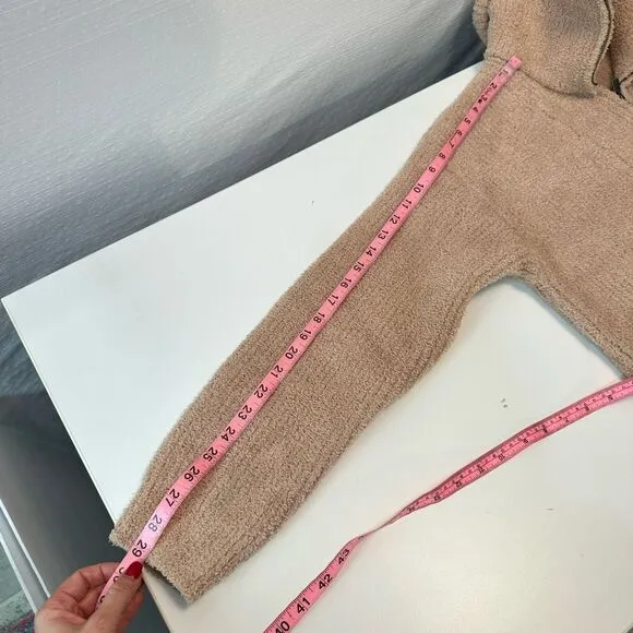 Barefoot dreams Ribbed 1/4 zip pull over sweater Womens 1X Beige Soft Relaxed