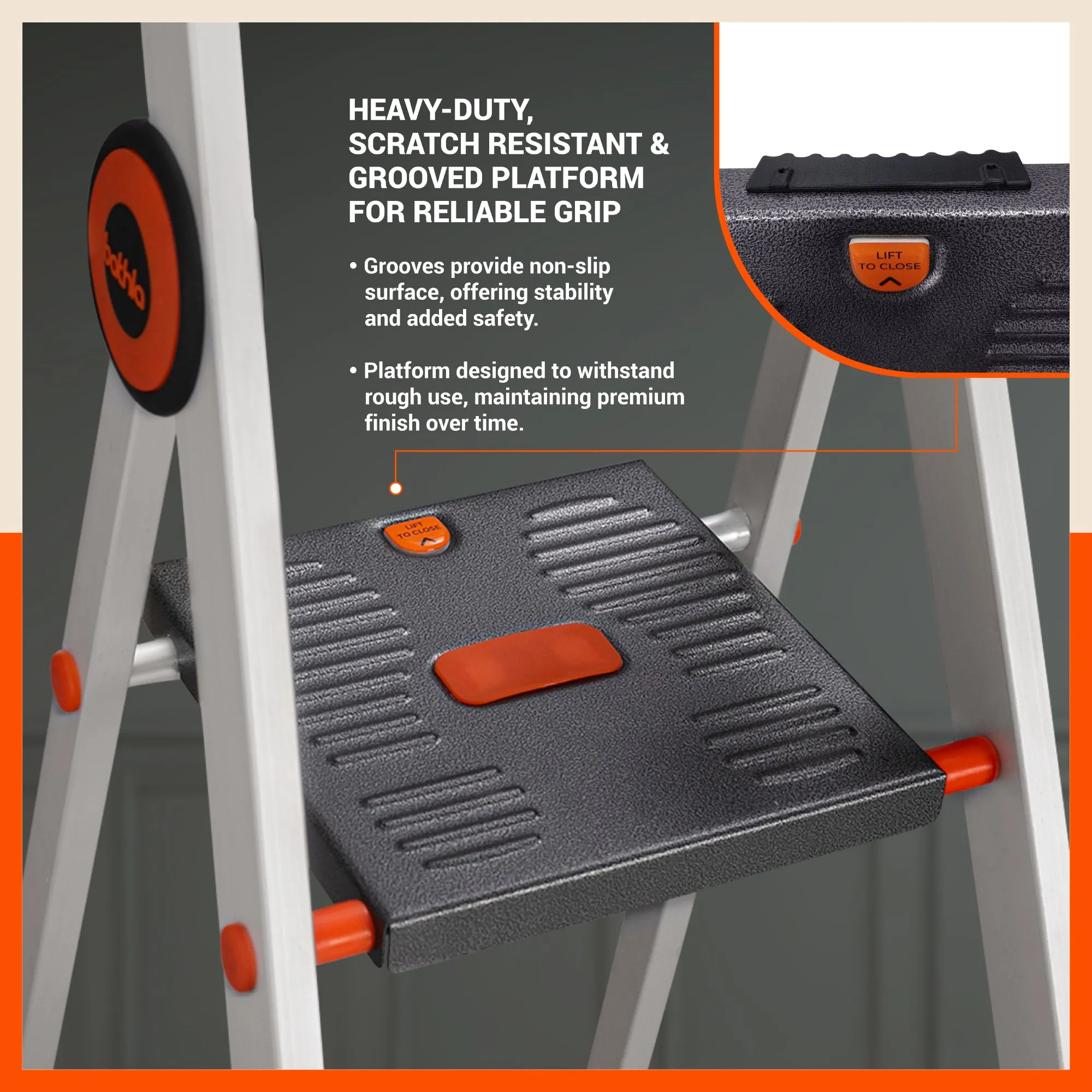 Bathla Advance Pro 5-Step Foldable Aluminium Ladder for Home | Heavy Duty & Anti-Slip Steps | 7 Year Manufacturer Warranty