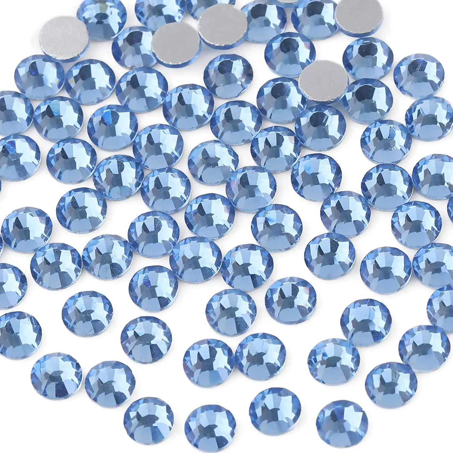 beadsland 1440pcs Flat Back Crystal Rhinestones Round Gems for Nail Art and Craft Glue Fix,Montana(SS3(1.3-1.4mm))