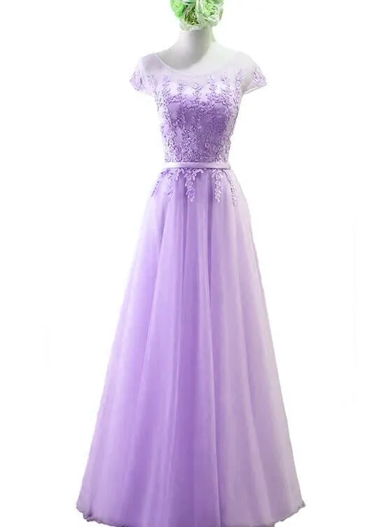 Beautiful Tulle A-line Bridesmaid Dress, Long Formal Dresses