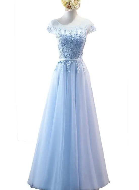Beautiful Tulle A-line Bridesmaid Dress, Long Formal Dresses