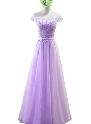 Beautiful Tulle A-line Bridesmaid Dress, Long Formal Dresses