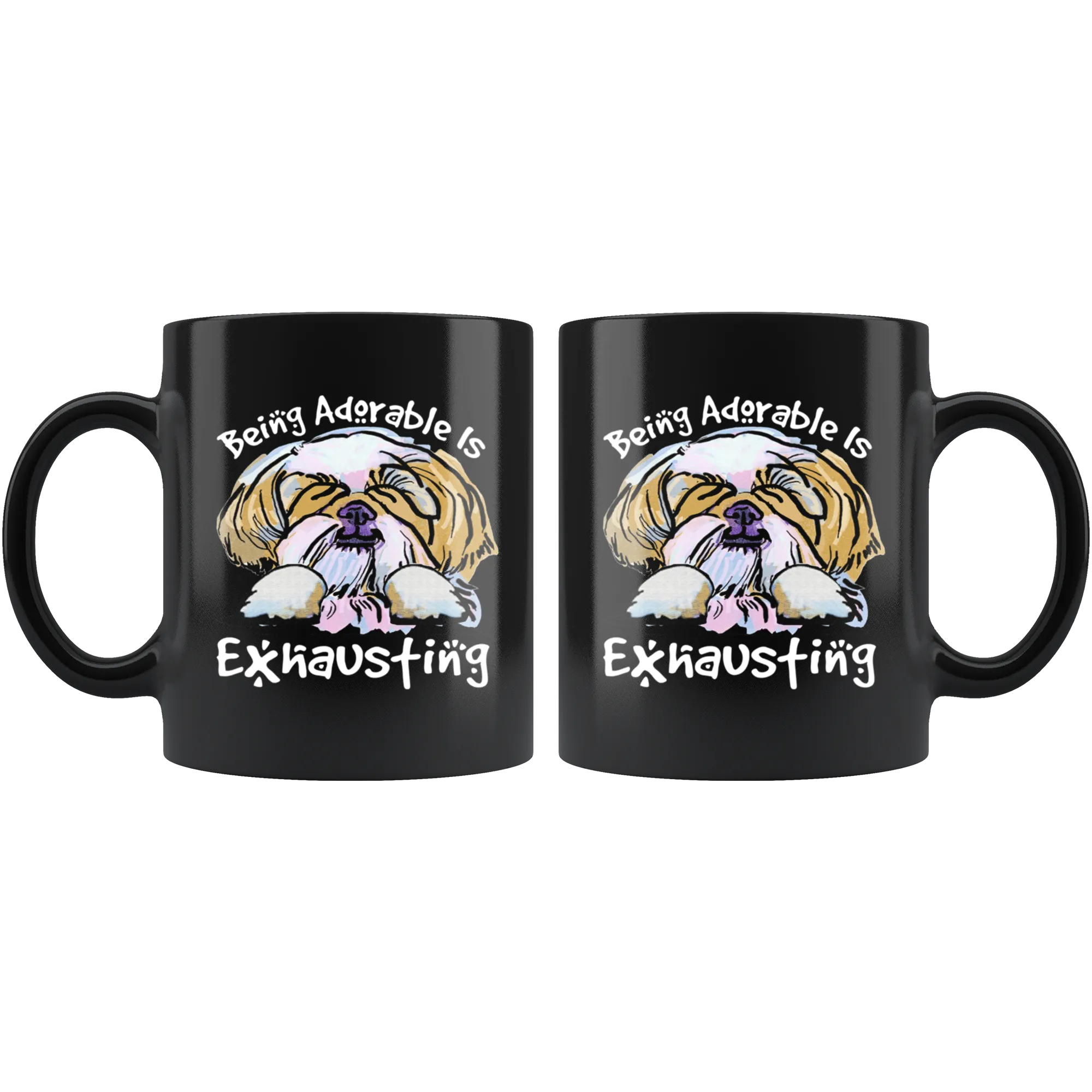 Being Adorable is Exhausting Funny Black Dog Lover Coffee Mug