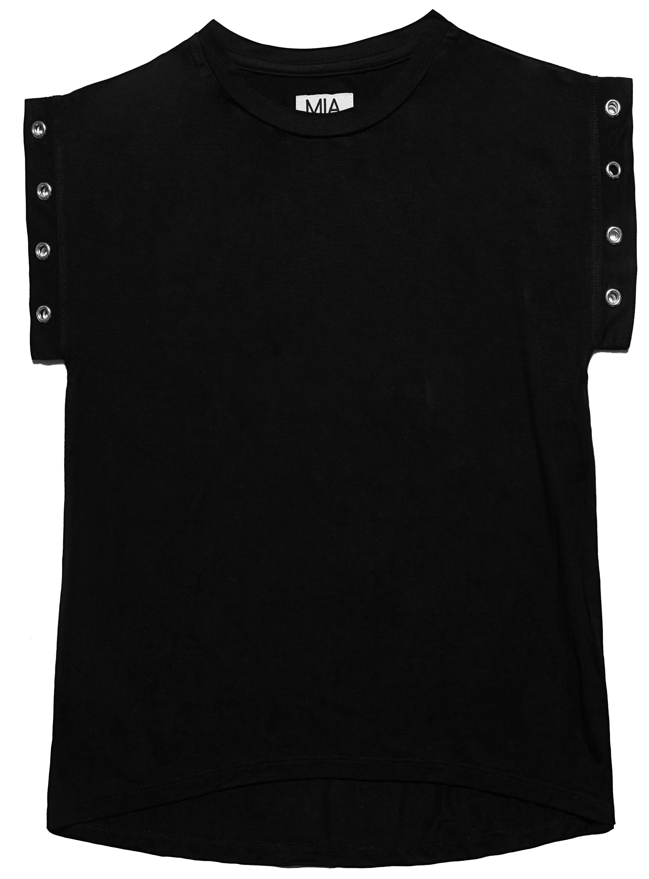 BLACK GROMMET TEE