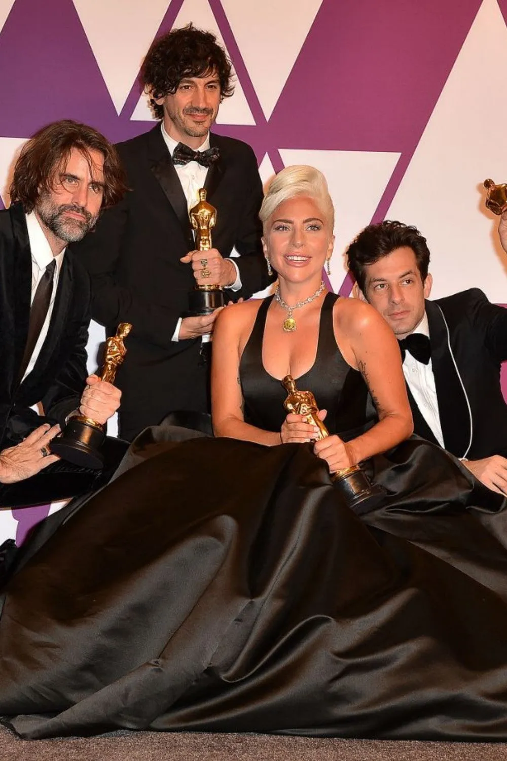 Black Lady Gaga Ball Gown Cut Out Dress Satin Prom Celebrity Formal Dress Oscars After Party