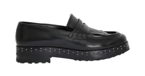 Black Leather Platform Loafers