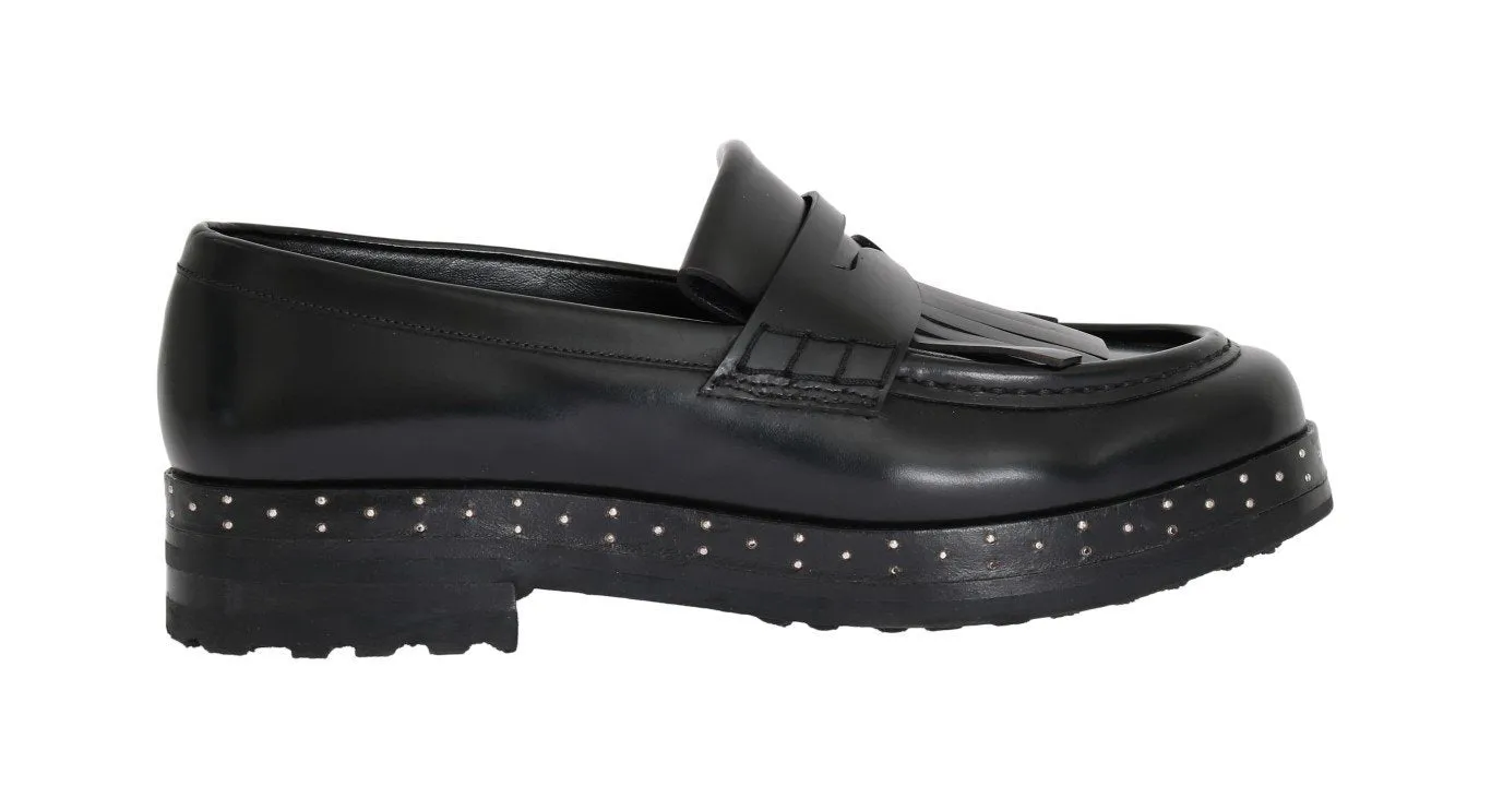 Black Leather Platform Loafers