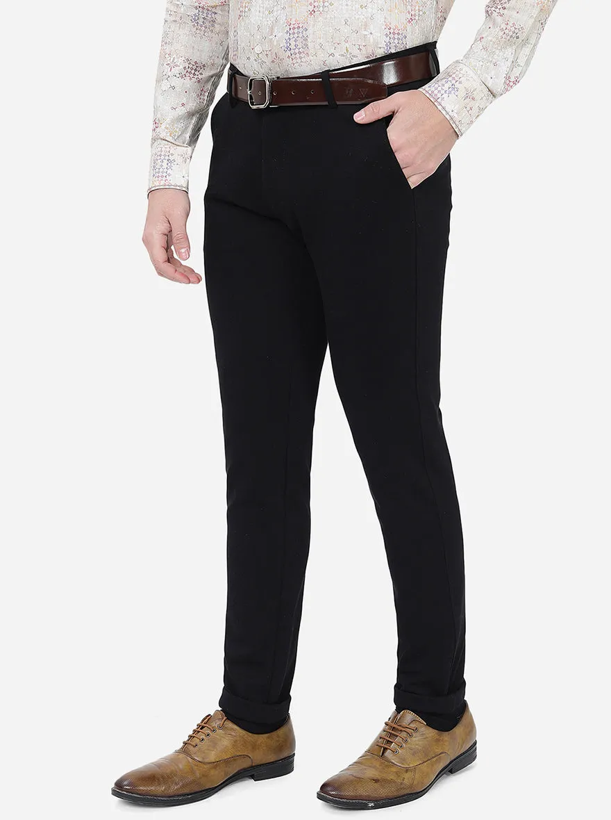 Black Solid Slim Fit Club Wear Trouser | JB Studio