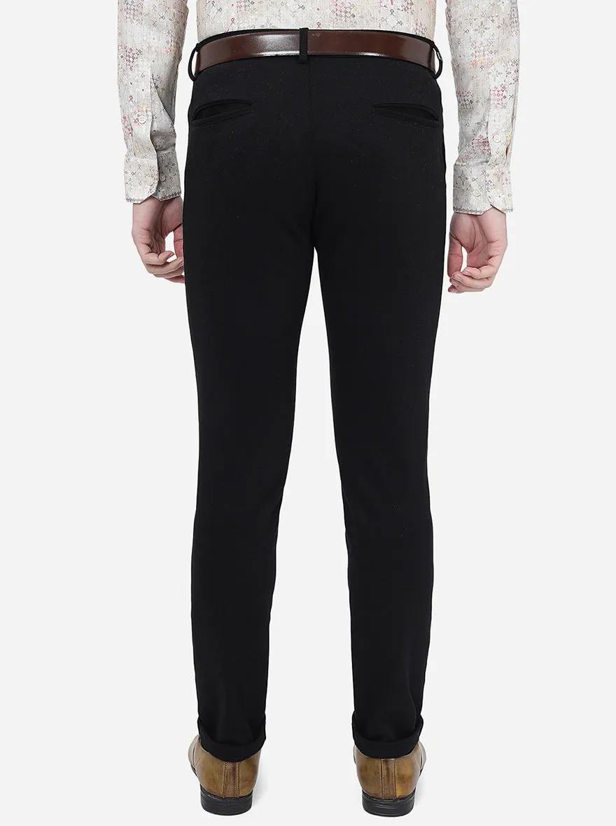 Black Solid Slim Fit Club Wear Trouser | JB Studio