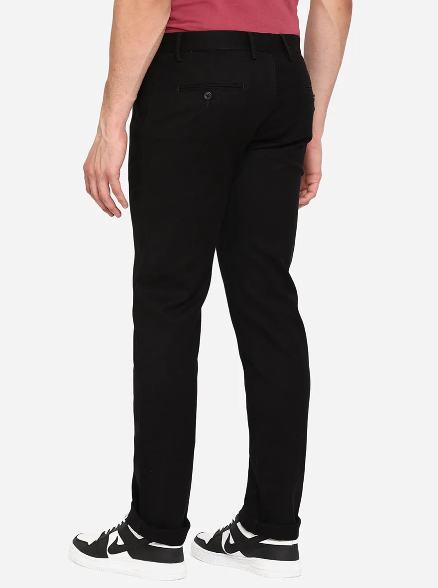 Black Solid Super Slim Fit Casual Trouser | Greenfibre