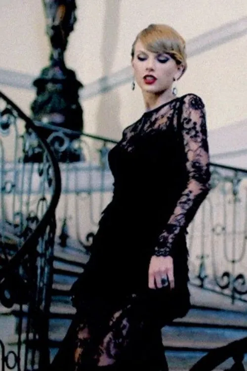 Black Taylor Swift Lace Dress Long Sleeves Prom Celebrity Formal Dress Blank Space