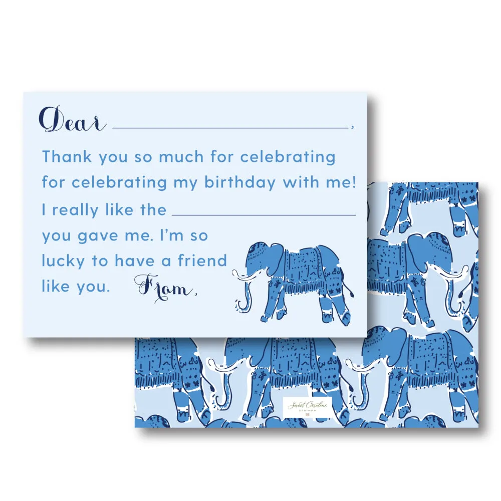 Blue Elephant Fill in the Blank Stationery