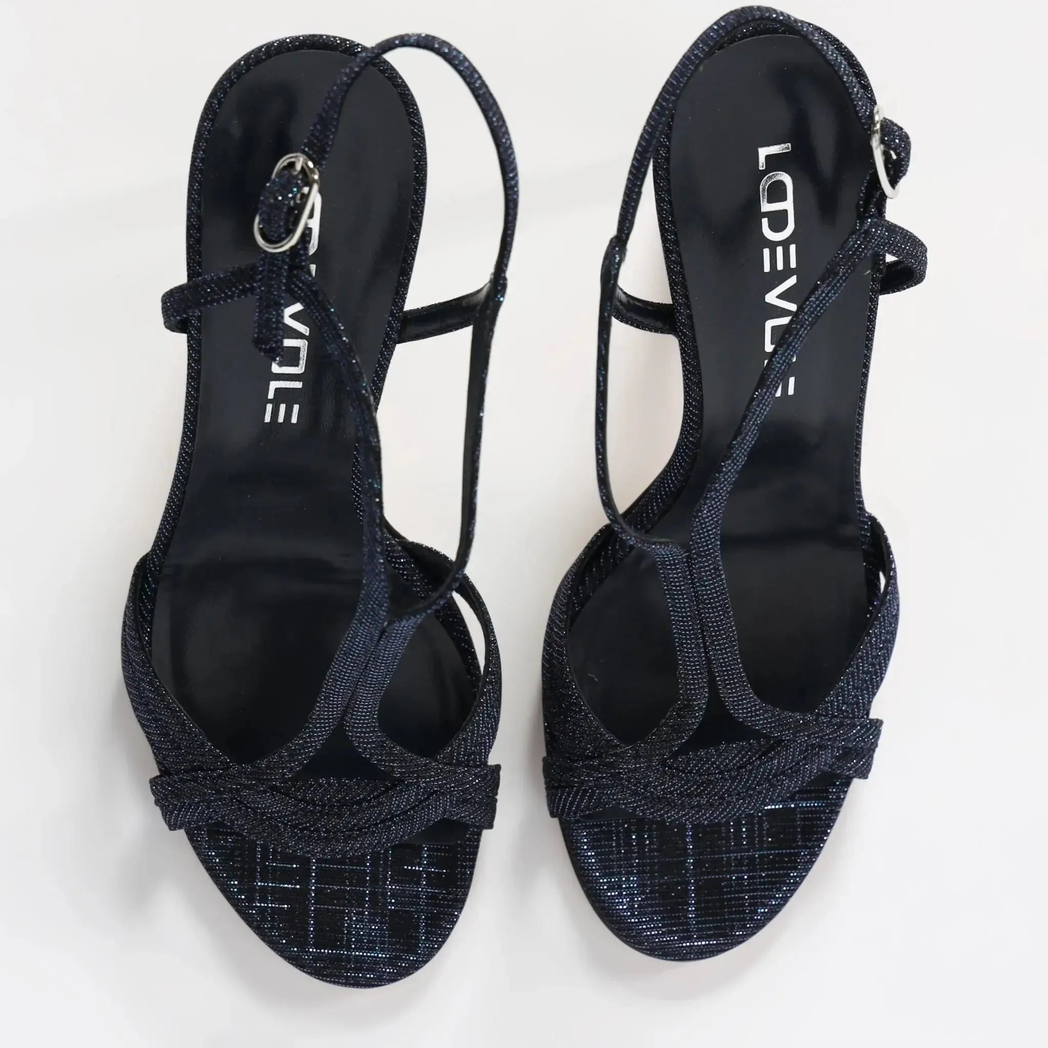 Blue Glitz Strappy Leather Women's Italian Sandals