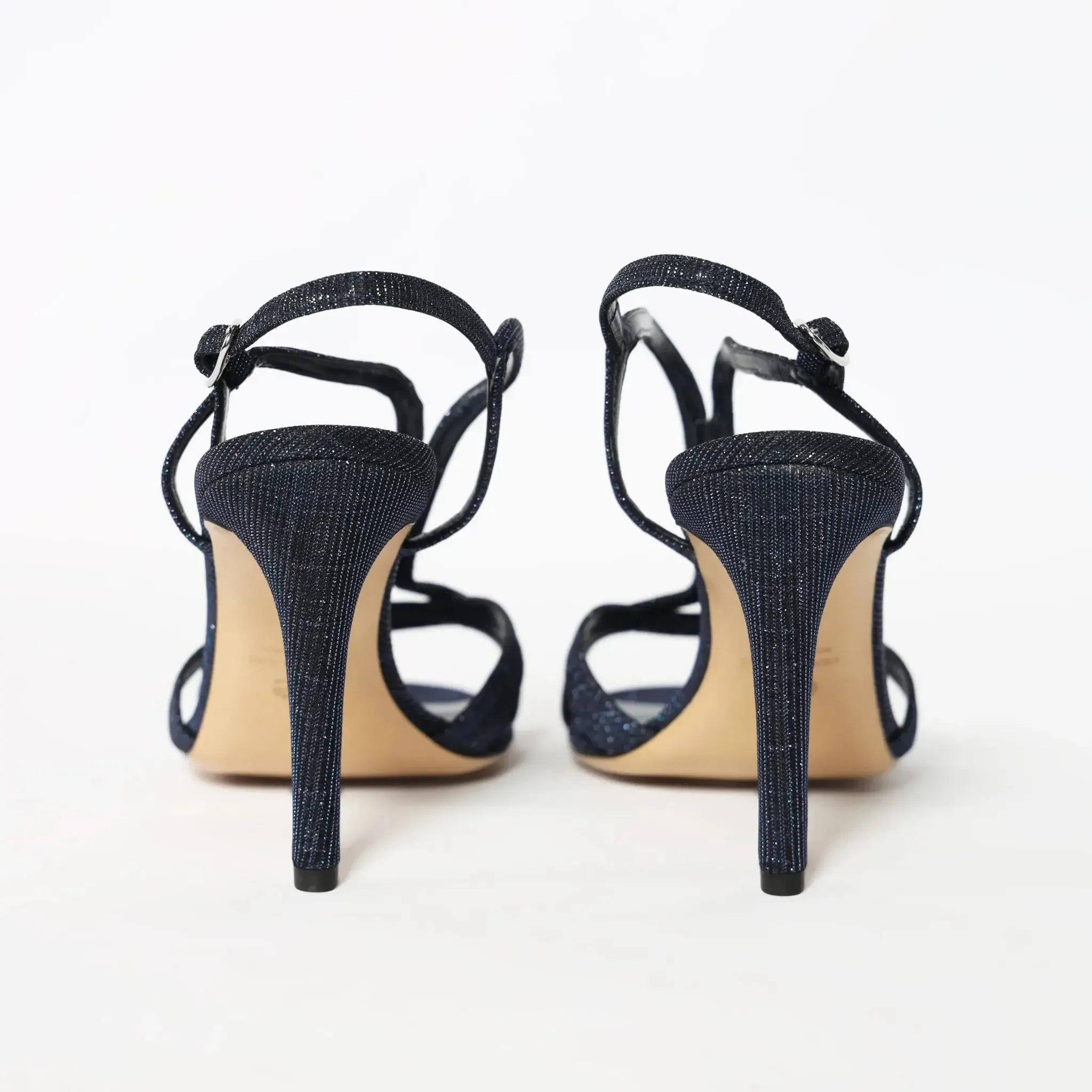 Blue Glitz Strappy Leather Women's Italian Sandals
