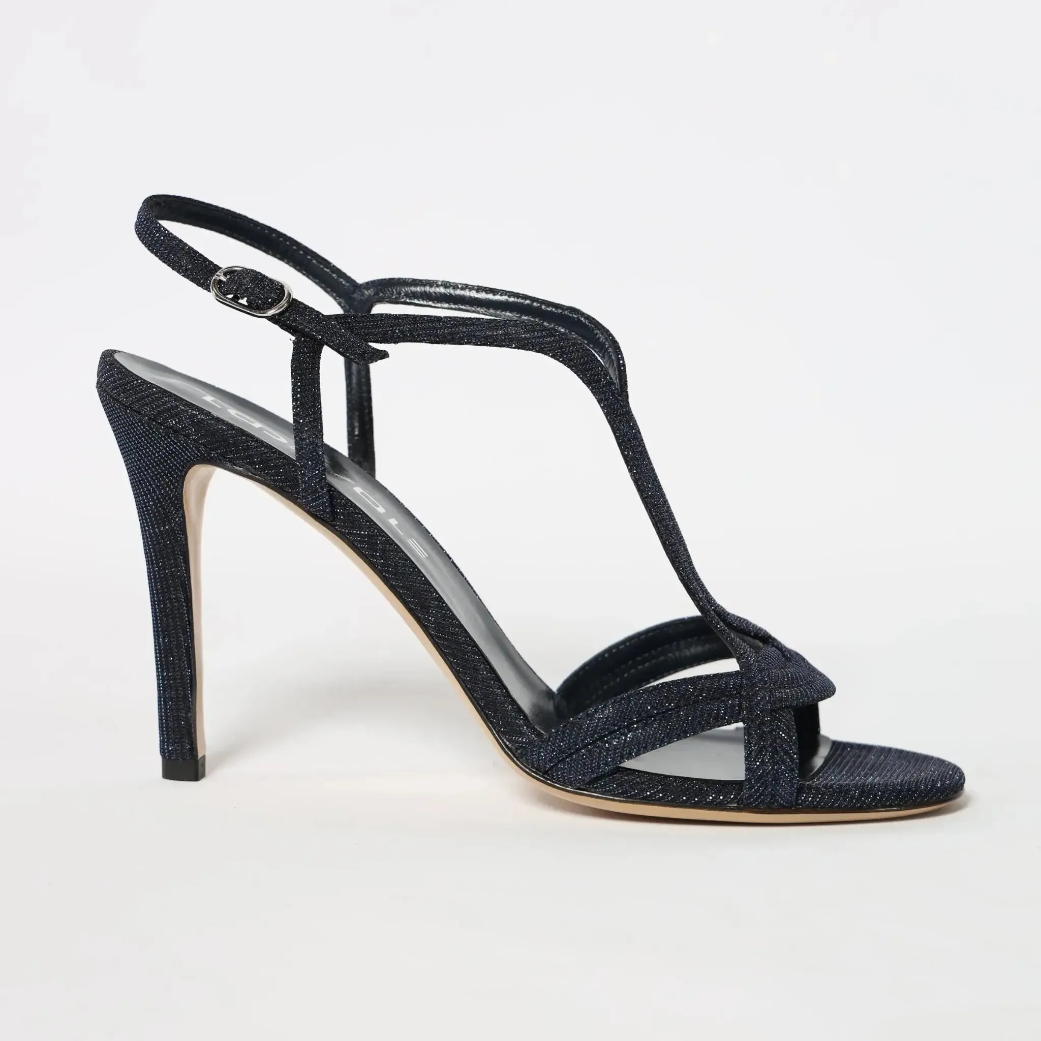 Blue Glitz Strappy Leather Women's Italian Sandals