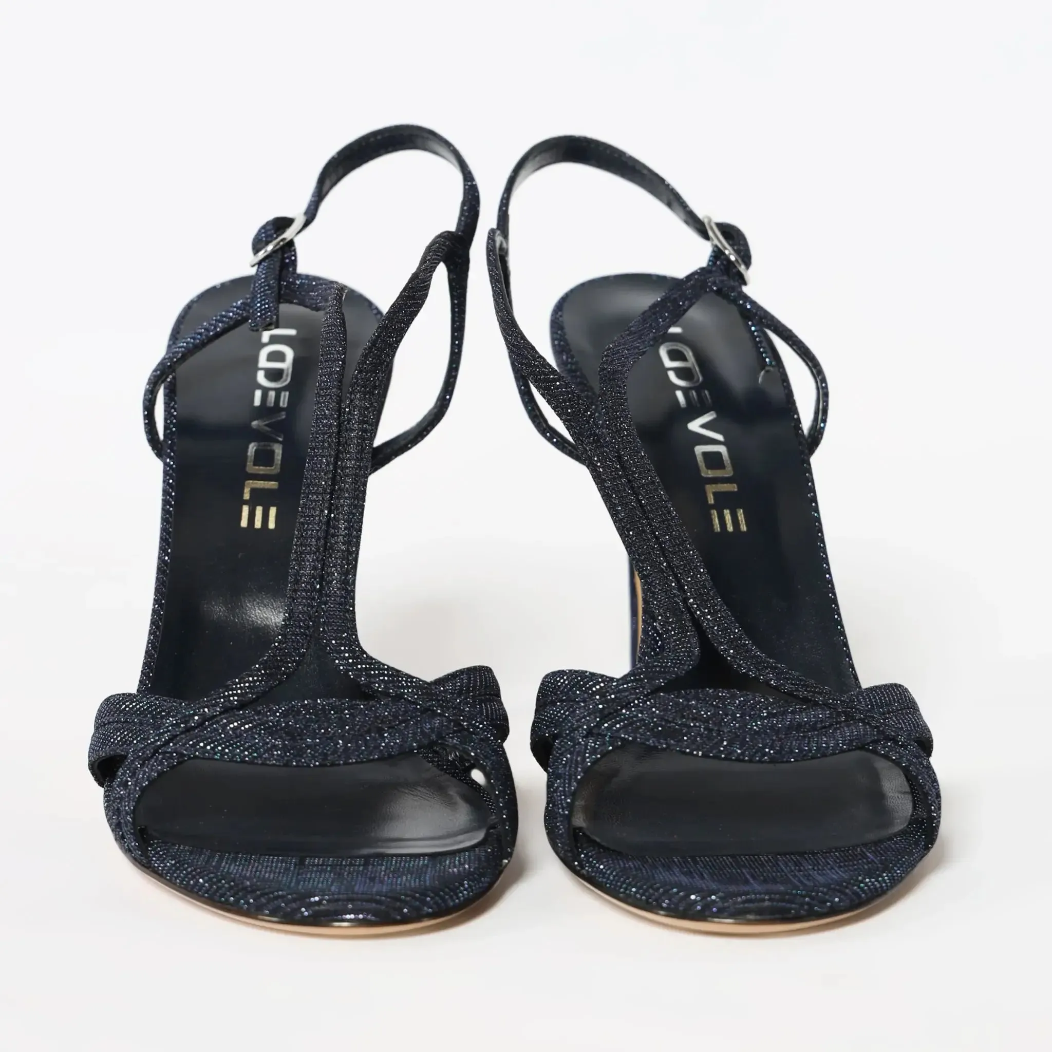 Blue Glitz Strappy Leather Women's Italian Sandals