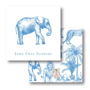 Blue Safari Toile Calling Card