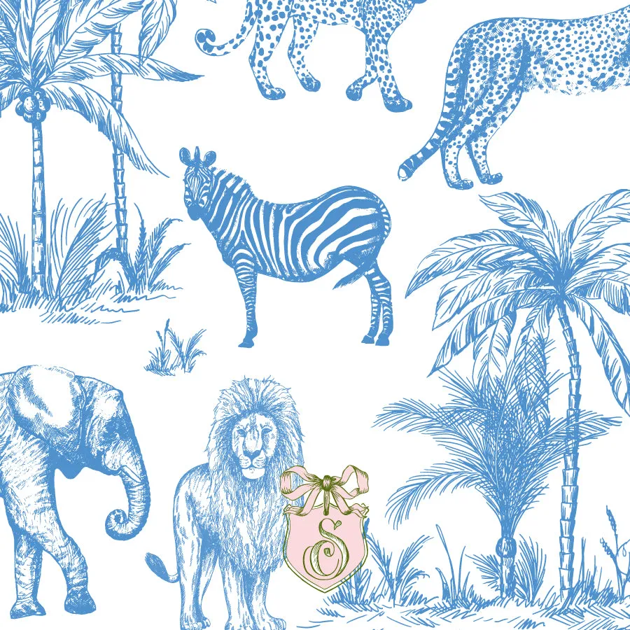 Blue Safari Toile Calling Card