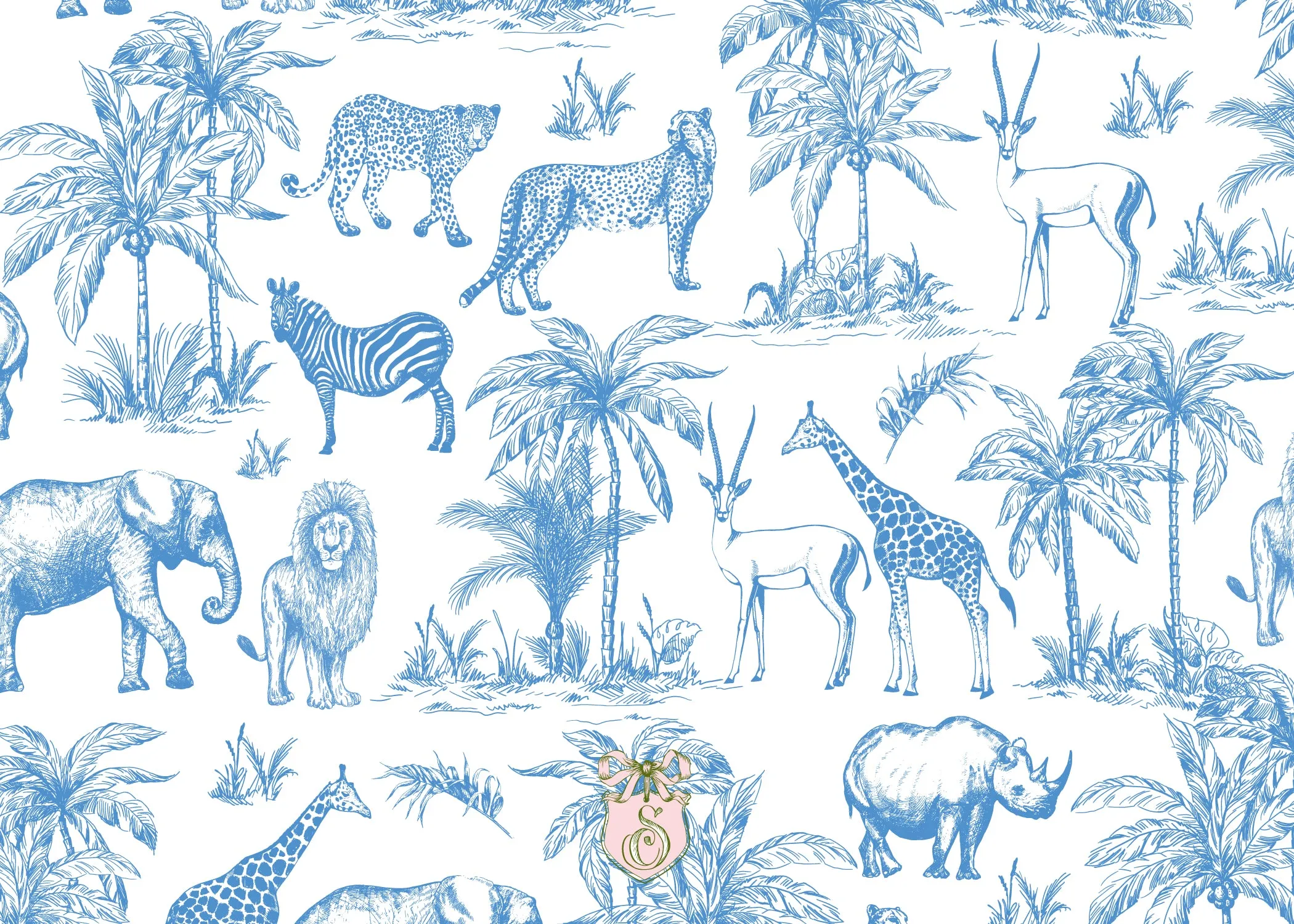 Blue Safari Toile Stationery