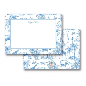 Blue Safari Toile Stationery