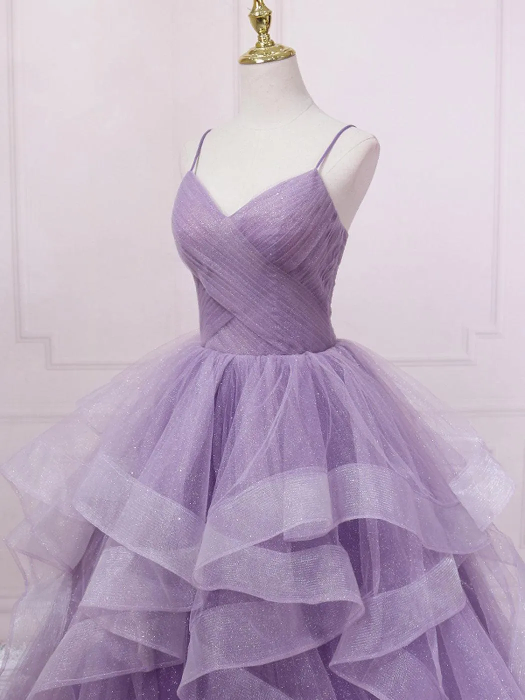 Blue Tulle Sequin Long Prom Dress Blue Tulle Formal Dress  PSK317