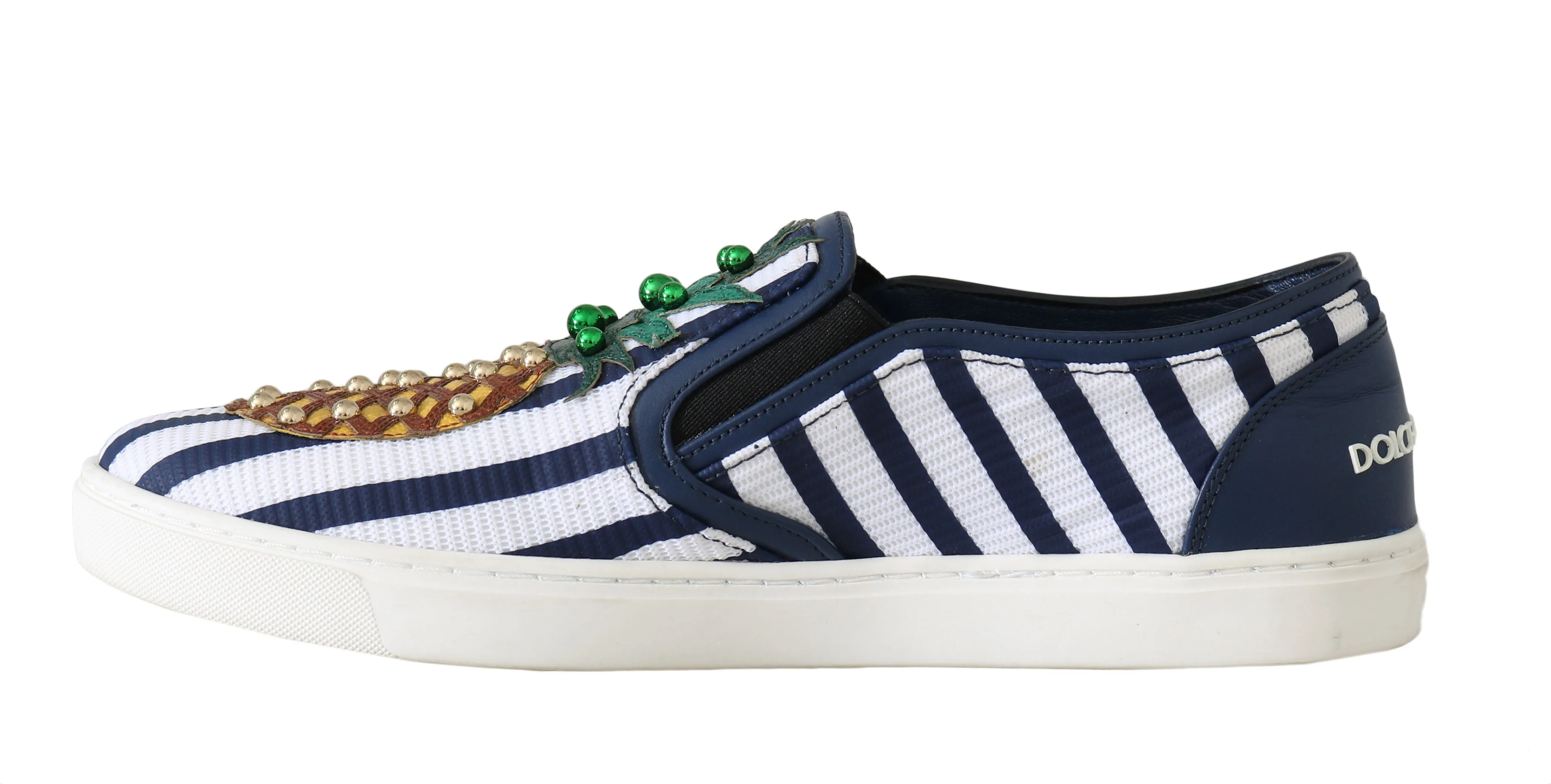 Blue White Leather Pineapple Loafers