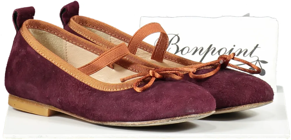Bonpoint Purple Ballerinas With Elastic Strap UK 9.5 EU 27 👼
