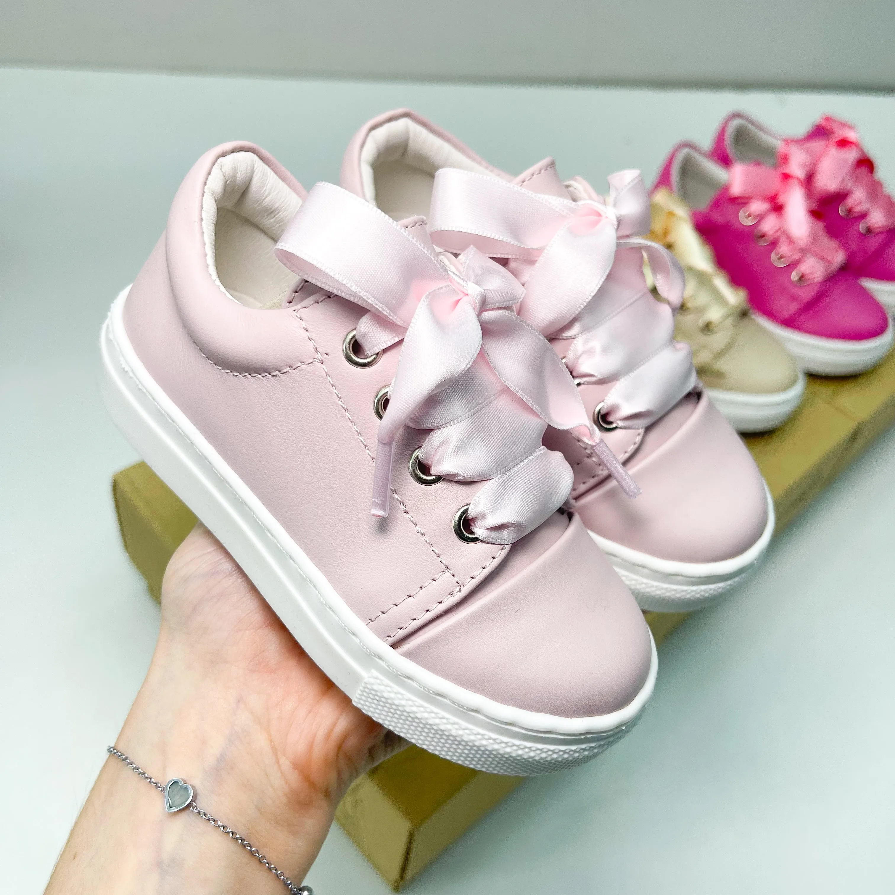 Borboleta Girls Santiago Pink Leather Shoes 8