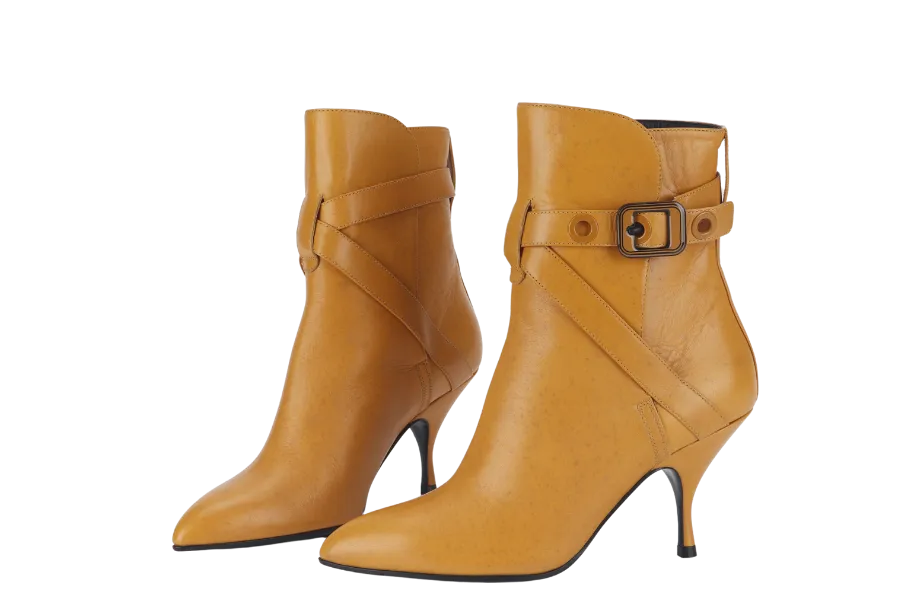 BOTTEGA VENETA LOW ANKLE BOOT MUSTARD LEATHER SIZE 37