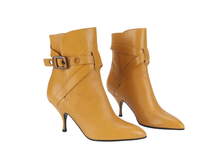 BOTTEGA VENETA LOW ANKLE BOOT MUSTARD LEATHER SIZE 37