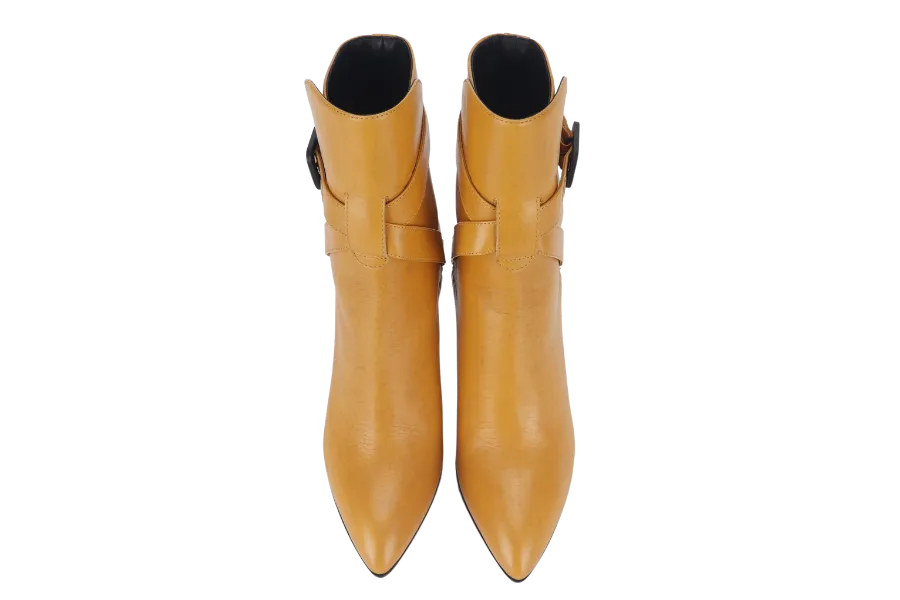 BOTTEGA VENETA LOW ANKLE BOOT MUSTARD LEATHER SIZE 37