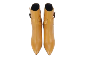 BOTTEGA VENETA LOW ANKLE BOOT MUSTARD LEATHER SIZE 37